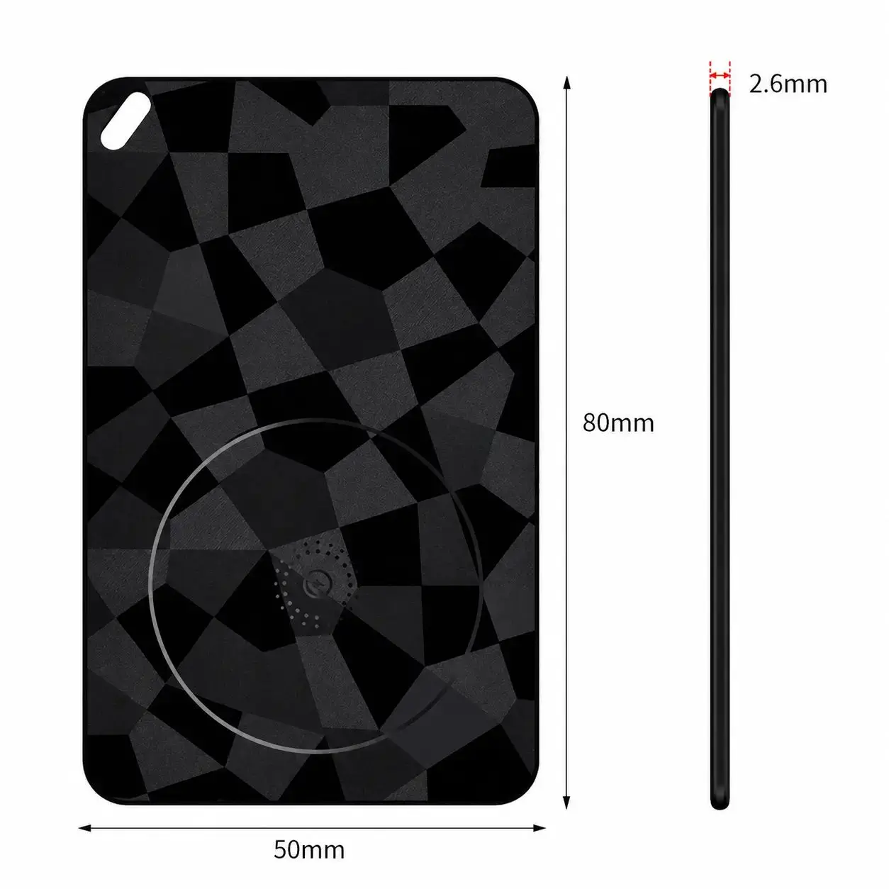 Keytrack One Abmessungen: 50 × 80 × 2,6 mm