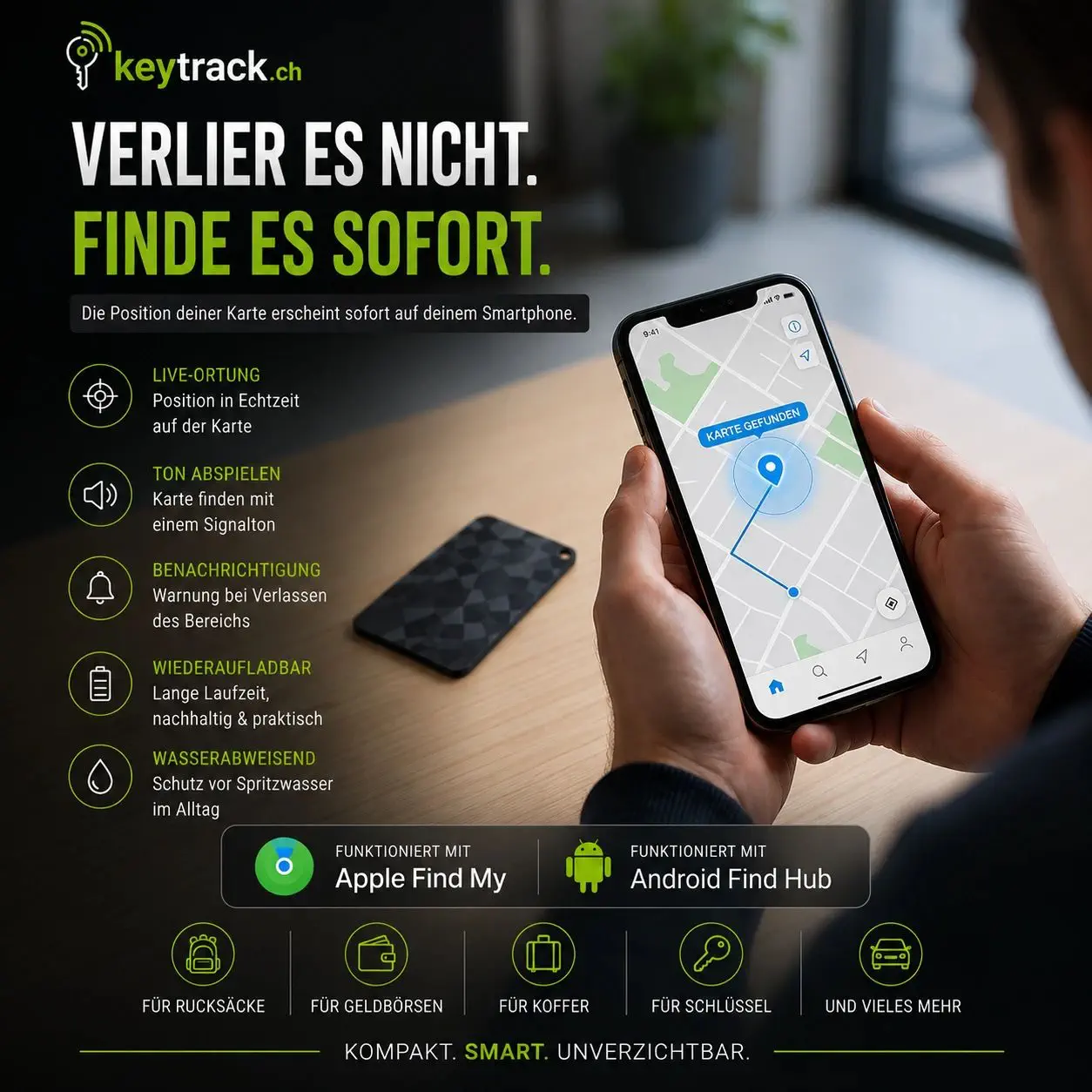 Keytrack One – Verlier es nicht. Finde es sofort. Mit Apple Find My.