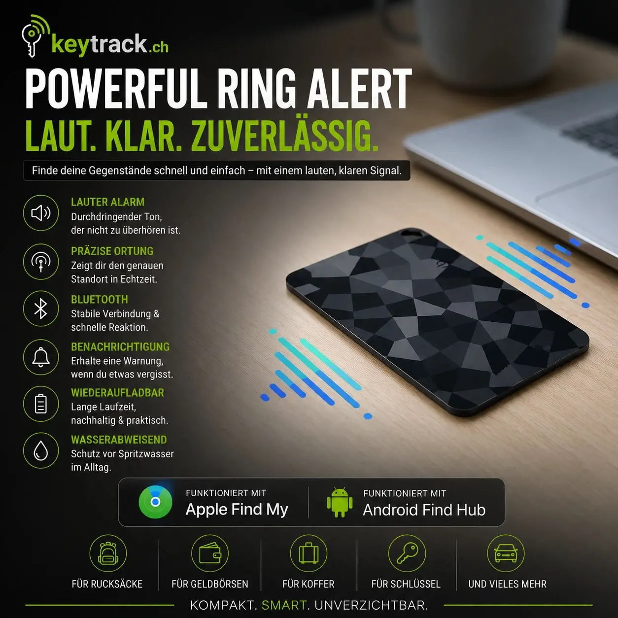 Keytrack One – Powerful Ring Alert: Laut, klar, zuverlässig