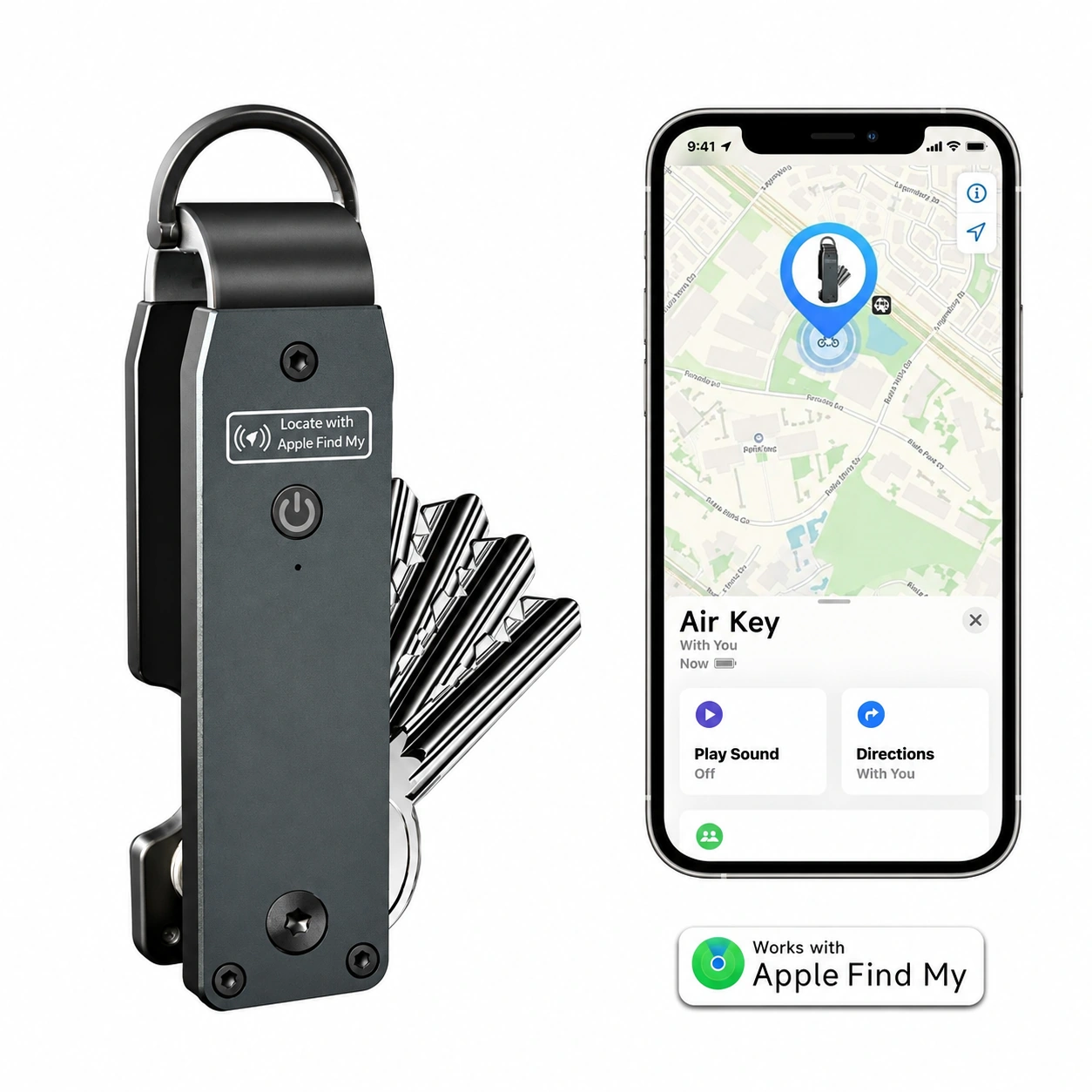 Schlüssel-Organizer in Grau mit Apple Find My
