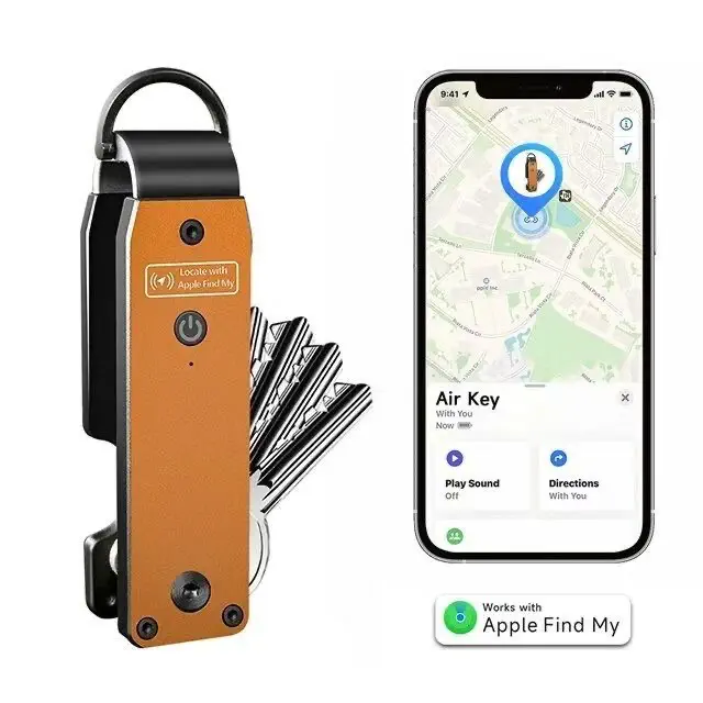 Schlüssel-Organizer Orange mit Apple Find My App