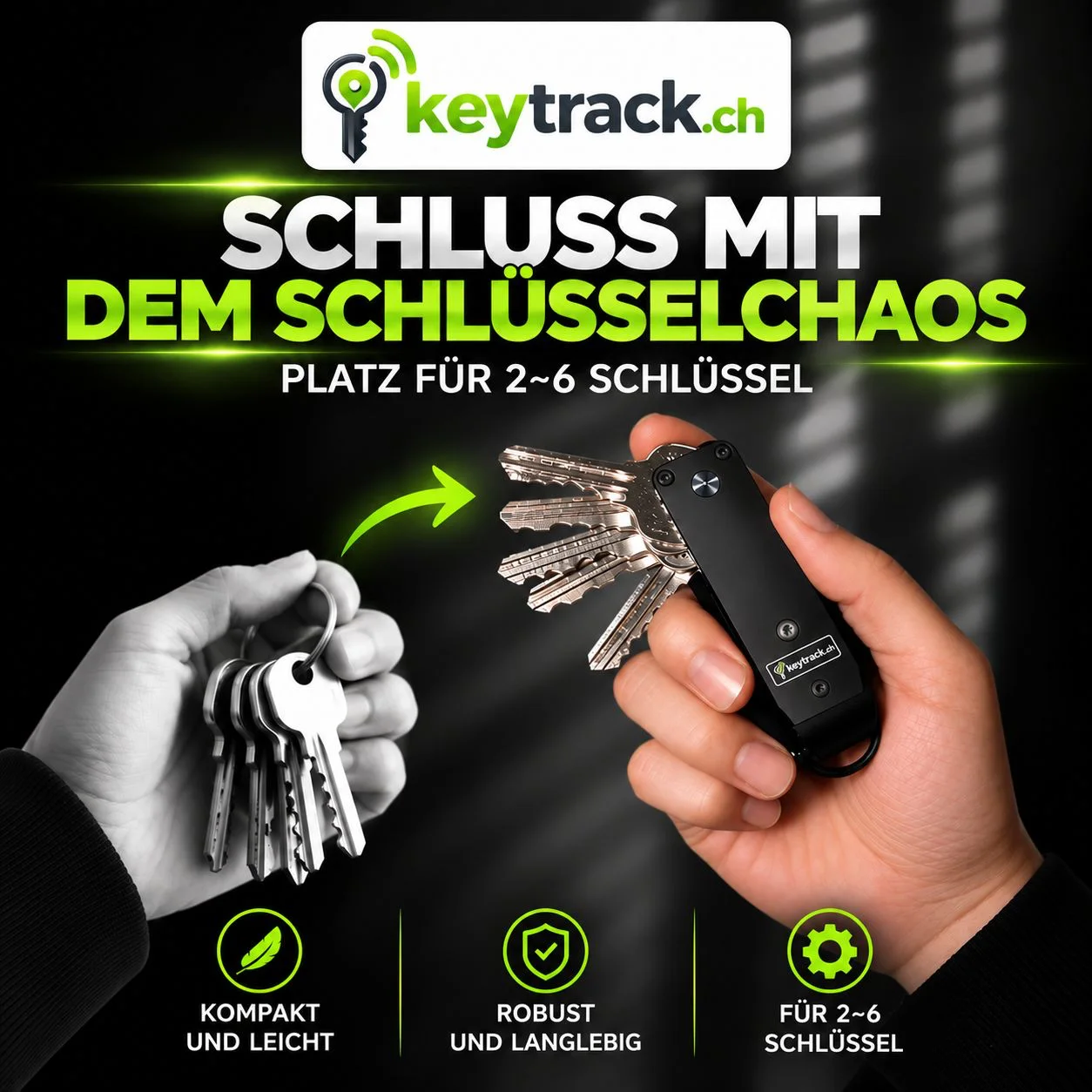 Schluss mit dem Schlüsselchaos – Schlüssel-Organizer für 2–6 Schlüssel