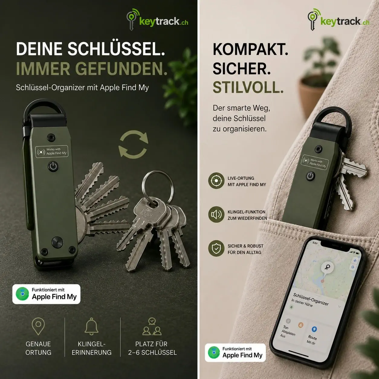Schlüssel-Organizer mit Apple Find My von keytrack.ch