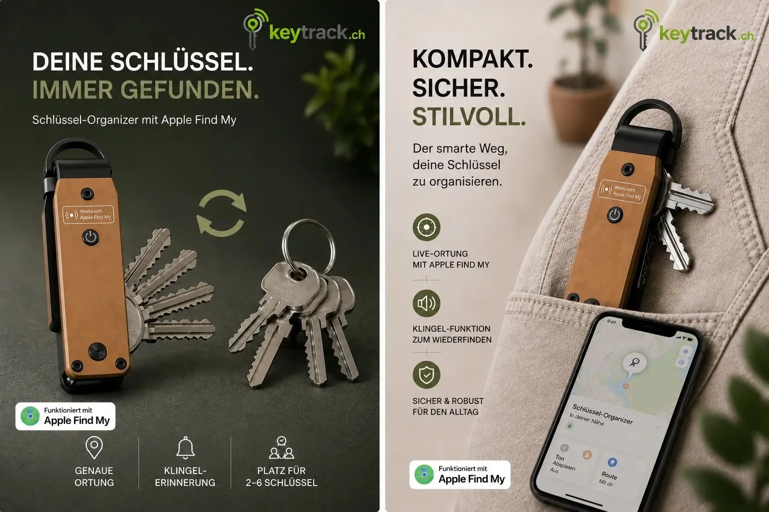 Schlüssel-Organizer Vorteile: Live-Ortung, Klingel-Funktion, 2–6 Schlüssel